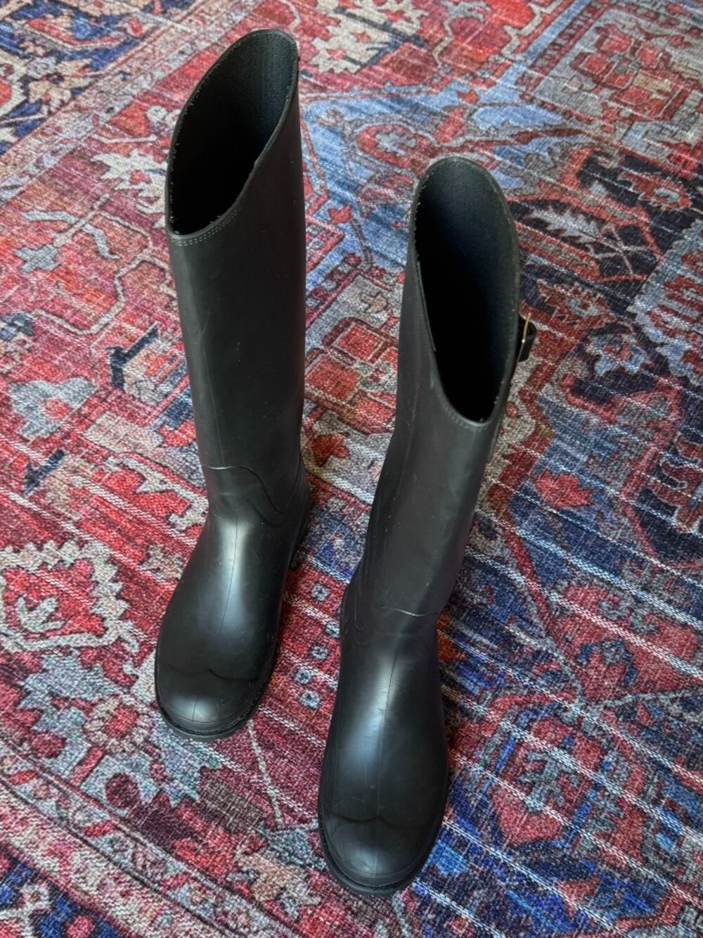 ❤️ SAINT LAURENT DESIGNER RAIN BOOTS 38 7.5 BLACK TALL WATERPROOF RUBBER WELLIES